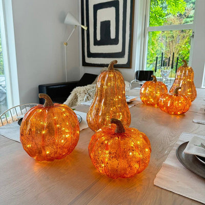 x12 Large Fall Glass Pumpkin Lights