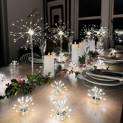 x6 Large Starburst Table Lamps Silver