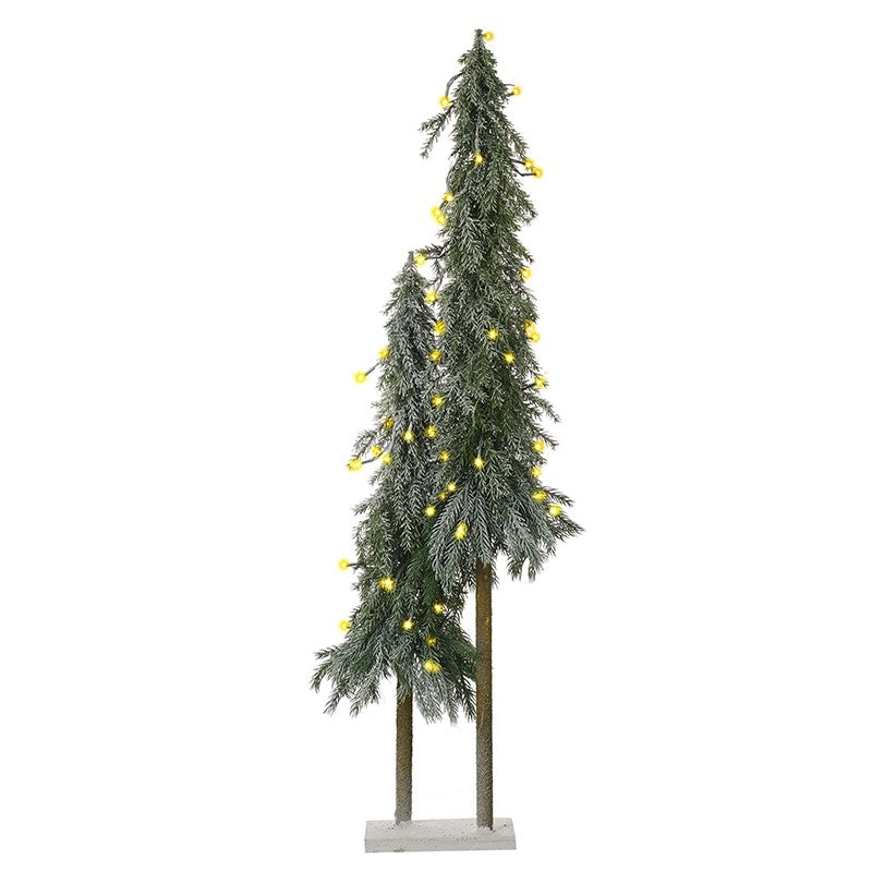 Light Up Trees On Wooden Base