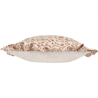 Linen Filigree Ruffle Pillow Ochre
