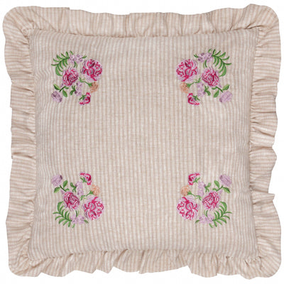 Martha Embroidered Ruffle Pillow Pink
