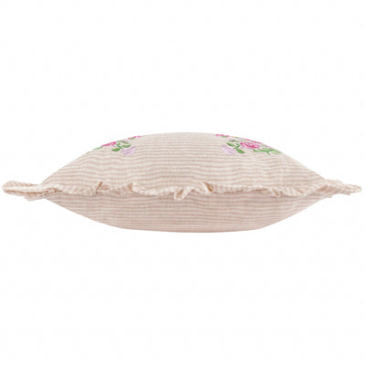Martha Embroidered Ruffle Pillow Pink