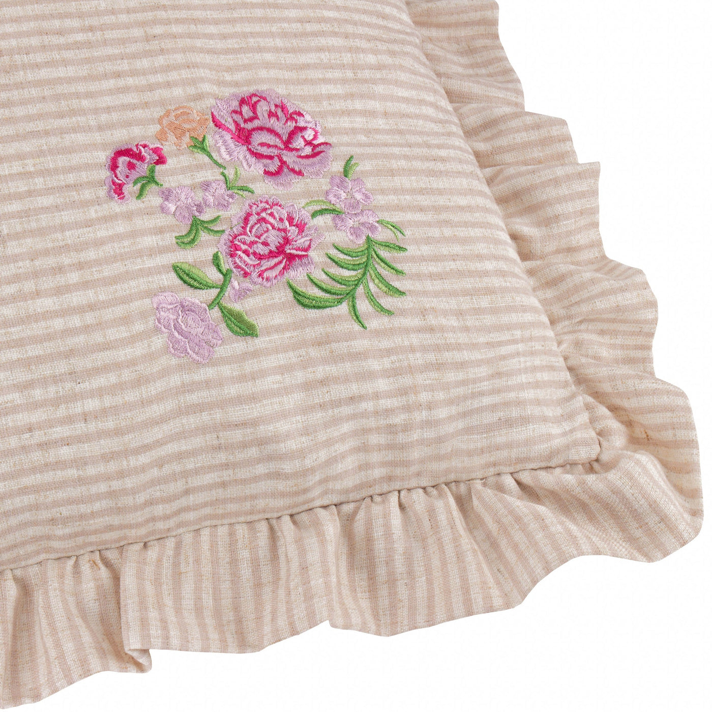 Martha Embroidered Ruffle Pillow Pink