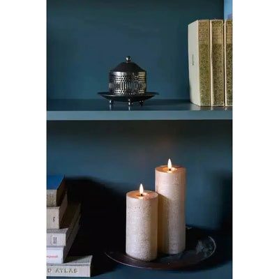 x6 Metallic Pillar Candles Light Champagne