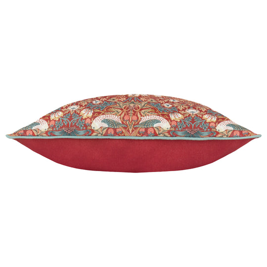 Strawberry Thief Piped Outdoor Cushion Berry
