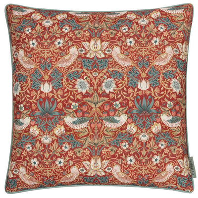 Strawberry Thief Piped Outdoor Cushion Berry