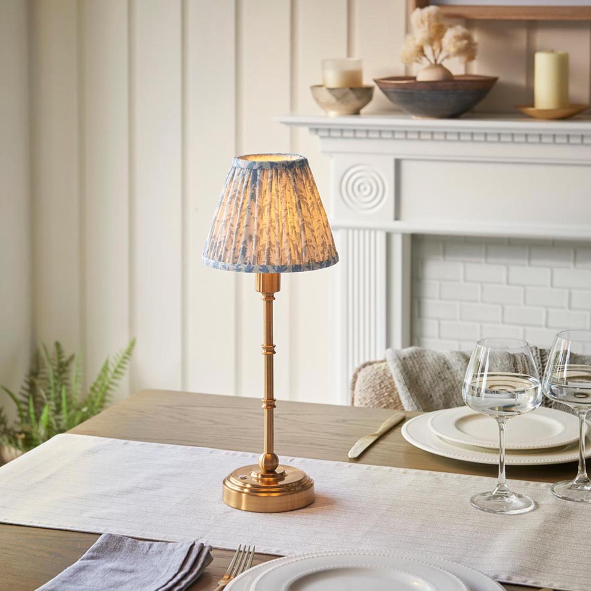 Burley Rechargeable Table Lamp with Leaf Shade