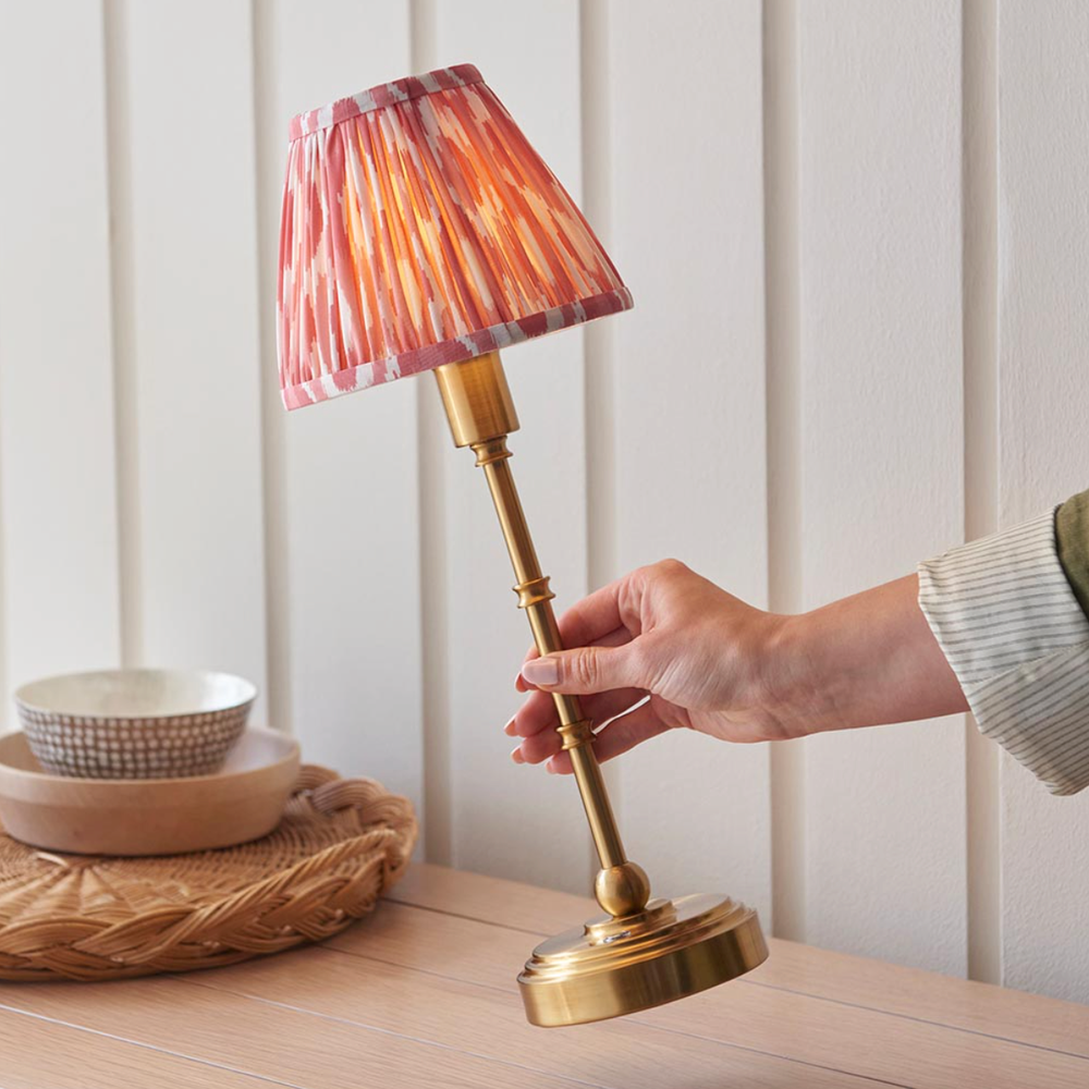 Burley Rechargeable Table Lamp with Ikat Shade