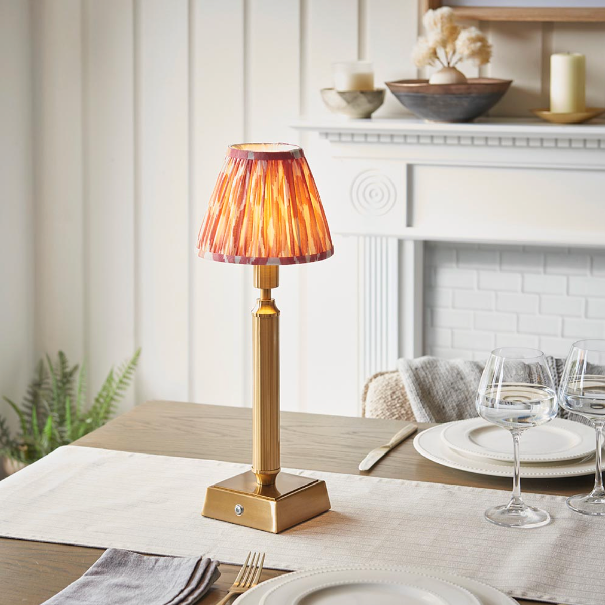 Trobridge Rechargeable Table Lamp with Ikat Shade