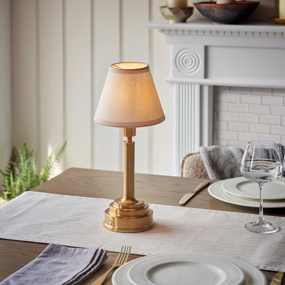 Upton Rechargeable Table Lamp White Shade