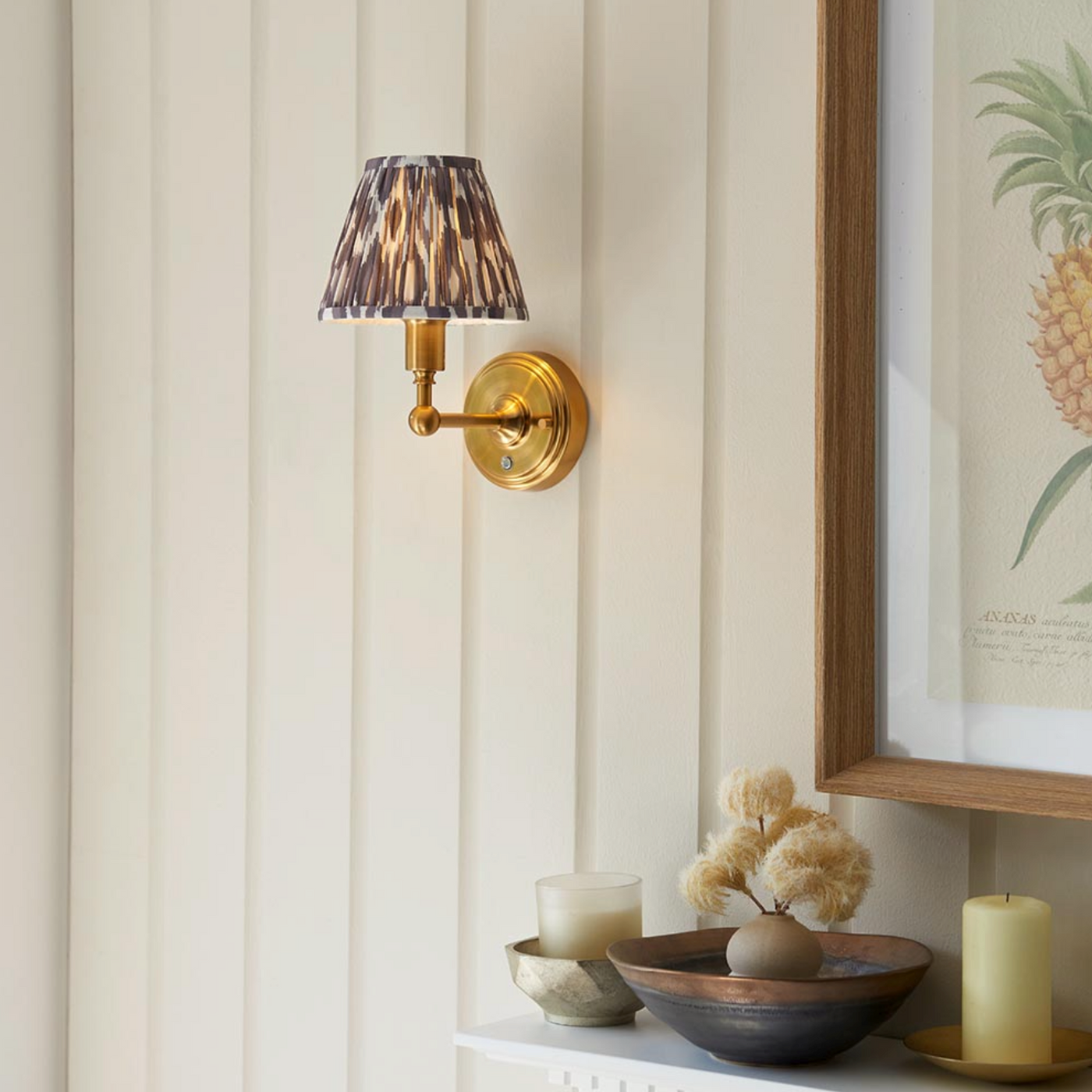 Burley Rechargeable Wall Lamp with Ikat Shade