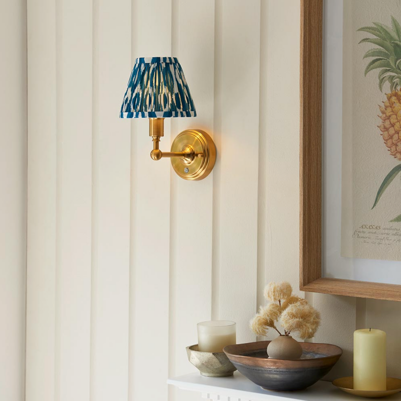 Burley Rechargeable Wall Lamp with Ikat Shade