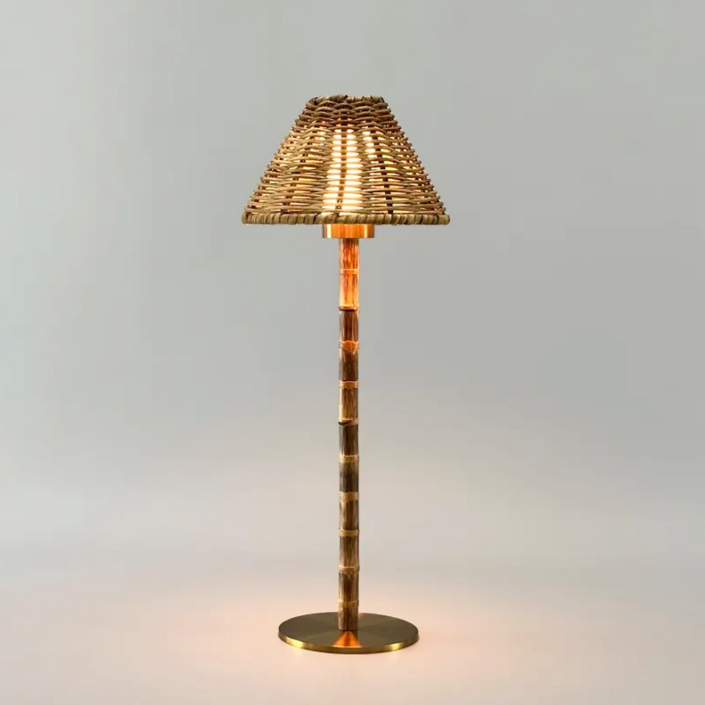 3x Rattan Bamboo Rechargeable Table Lamps