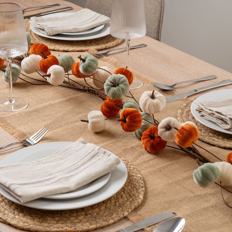 Orange Velvet Pumpkin Garland