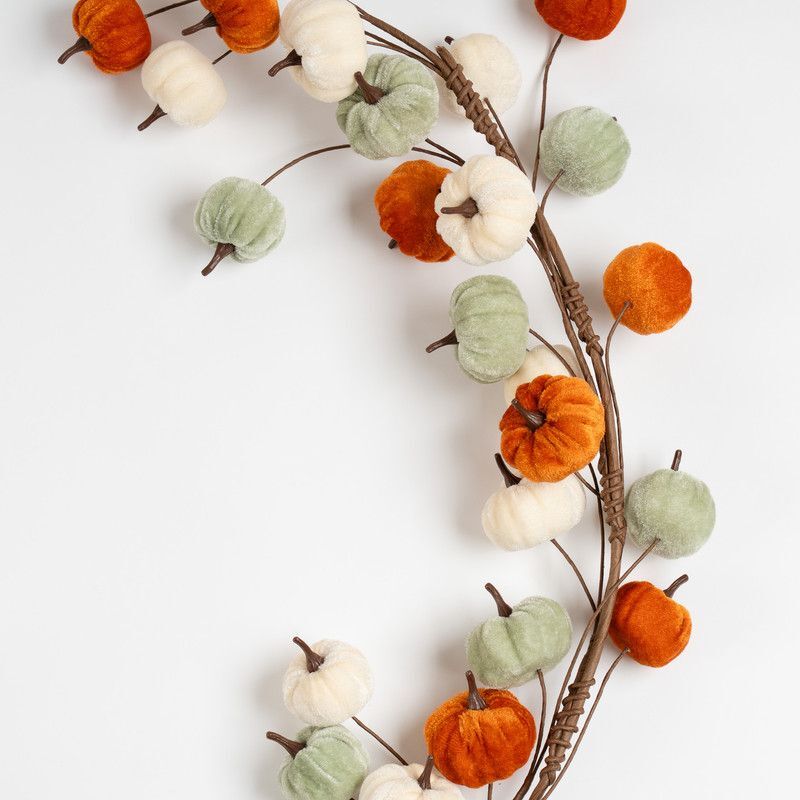 Orange Velvet Pumpkin Garland