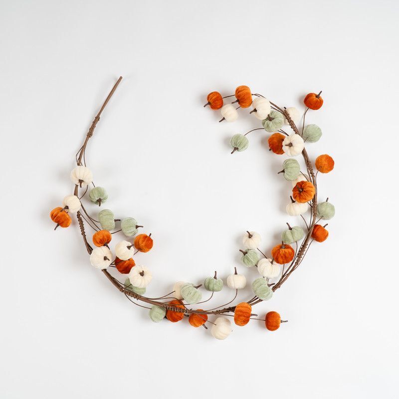 Orange Velvet Pumpkin Garland