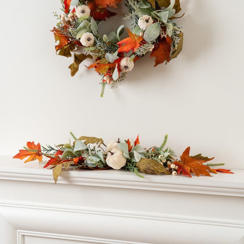 Velvet Pumpkin Green Garland