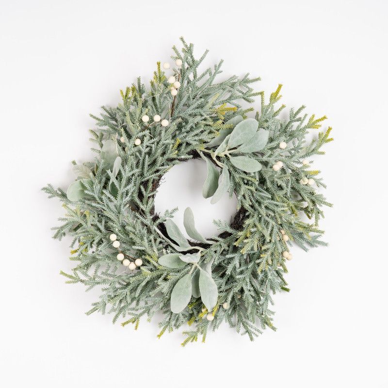 Pre-lit Frosted Wreath Lambs Ear