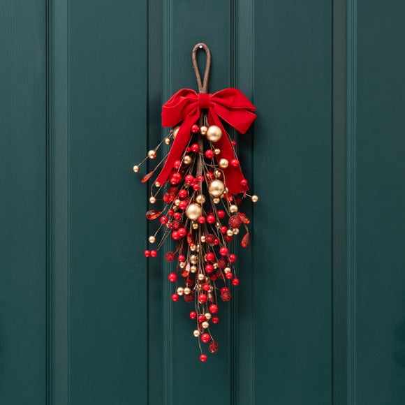 Artificial Bauble & Berry with Red Bow