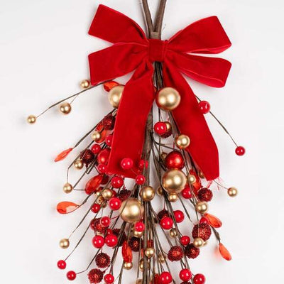 Artificial Bauble & Berry with Red Bow