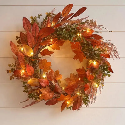 6x Glass Pumpkin Lights 6x Starburst Lights, Wreath & Garland Lights Set