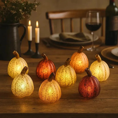 x6 Starburst Silver x12 Tealights x12 Mixed Pumpkin Lights