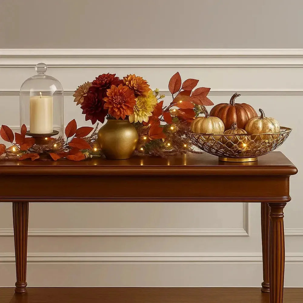 6x Glass Pumpkin Lights 6x Starburst Lights, Wreath & Garland Lights Set