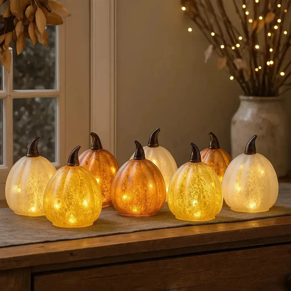 x6 Table Starburst x6 Glass Pumpkin Lights x12 Starburst Tealights Pack