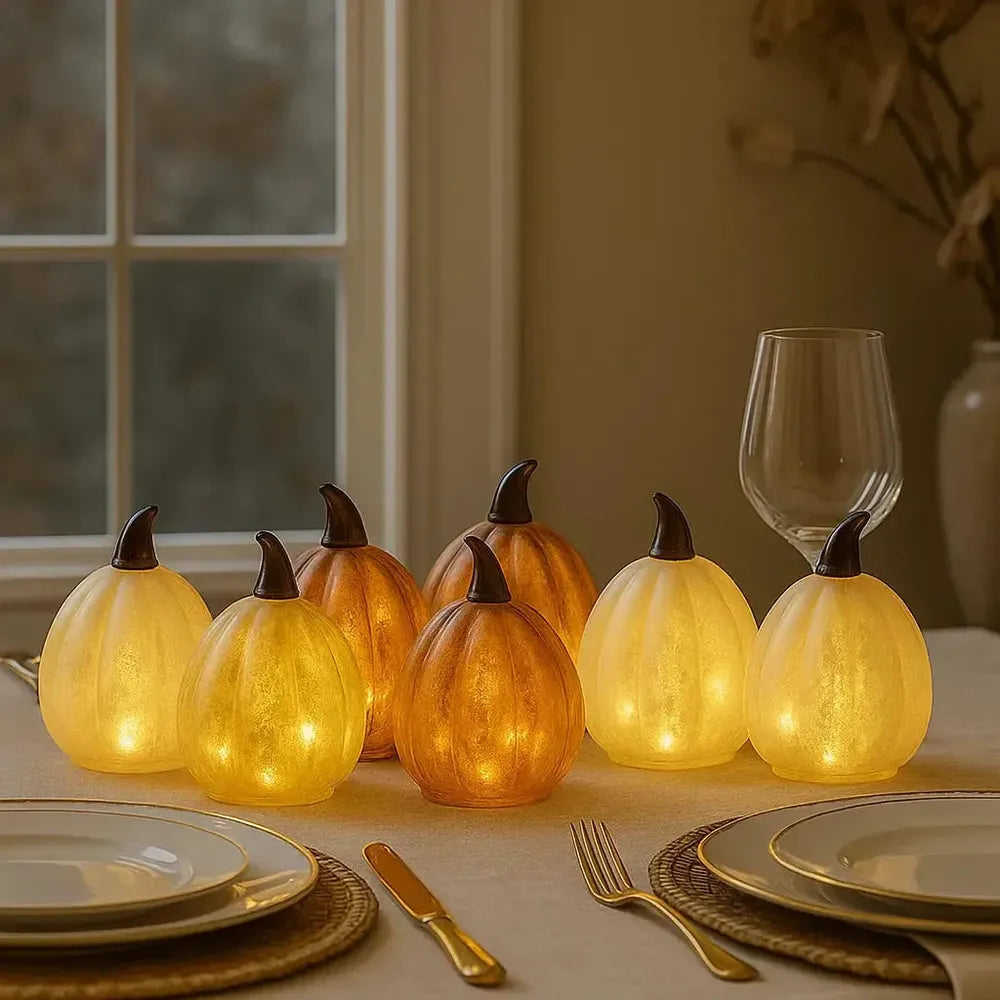 x12 Table Starburst x12 Glass Pumpkin Lights x24 Starburst Tealights Pack