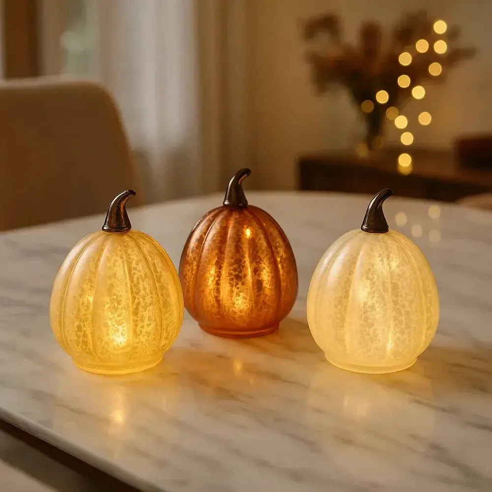 x12 Table Starburst x12 Glass Pumpkin Lights x24 Starburst Tealights Pack