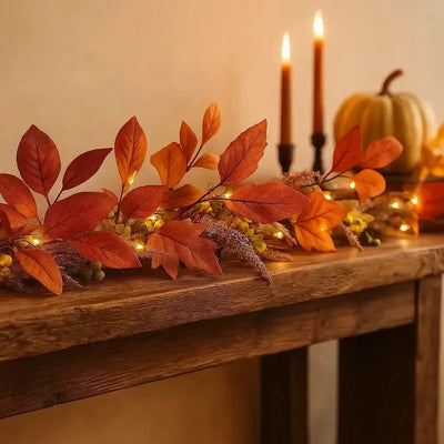6x Glass Pumpkin Lights 6x Starburst Lights, Wreath & Garland Lights Set