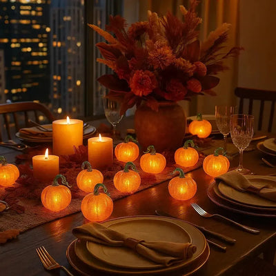 x24 Mini LED Glass Pumpkins
