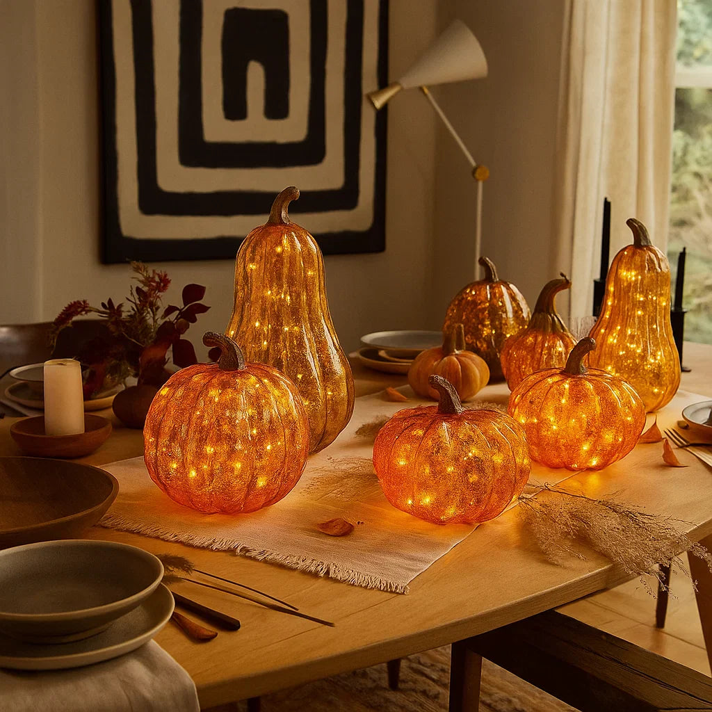 x6 Large Fall Glass Pumpkin Lights