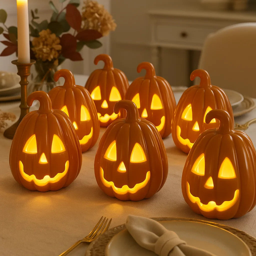 x8 LED Ceramic Jack O' Lanterns
