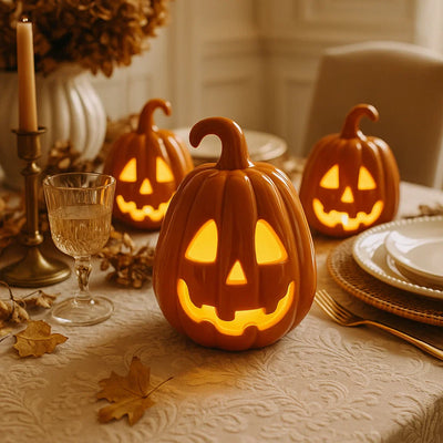 x8 LED Ceramic Jack O' Lanterns