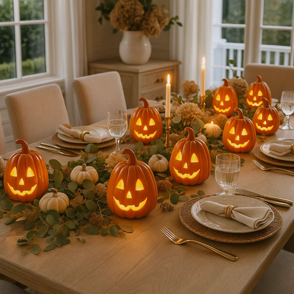 x8 LED Ceramic Jack O' Lanterns