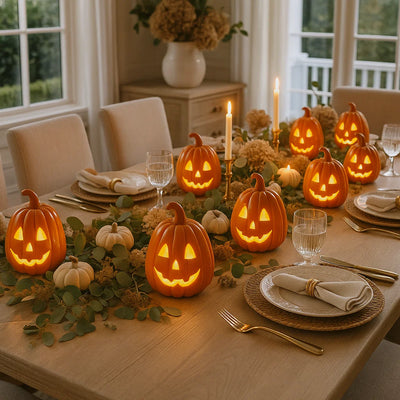 x8 LED Ceramic Jack O' Lanterns