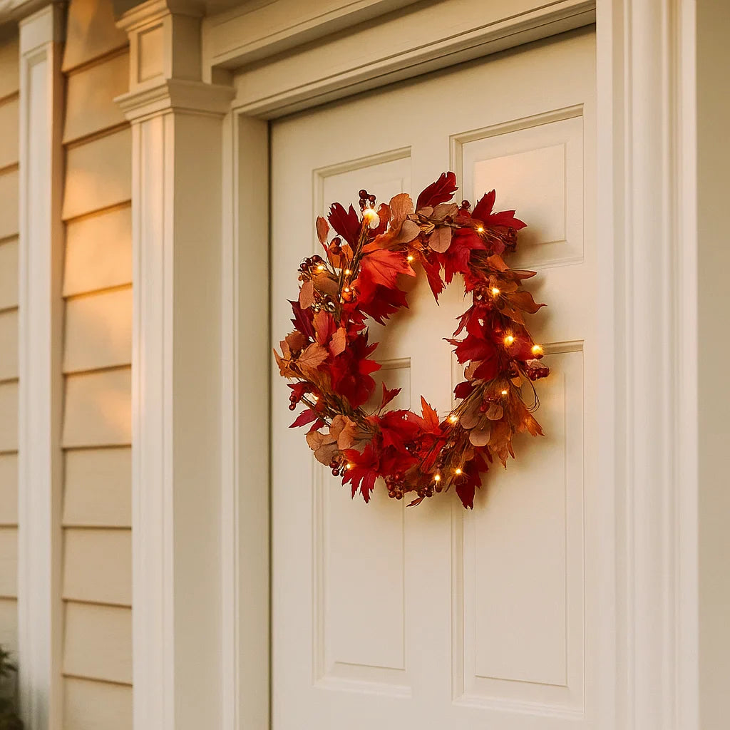 Pre Lit Maple Leaf Fall Wreath
