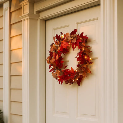 Pre Lit Maple Leaf Fall Wreath
