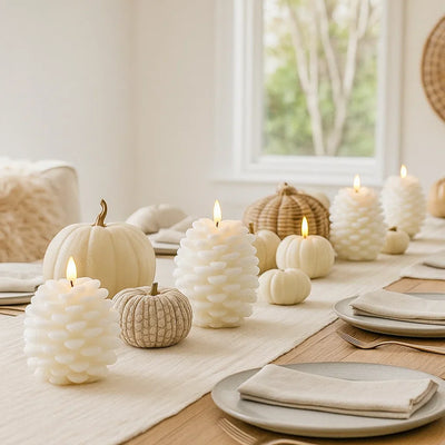 x6 Pinecone LED Candles White