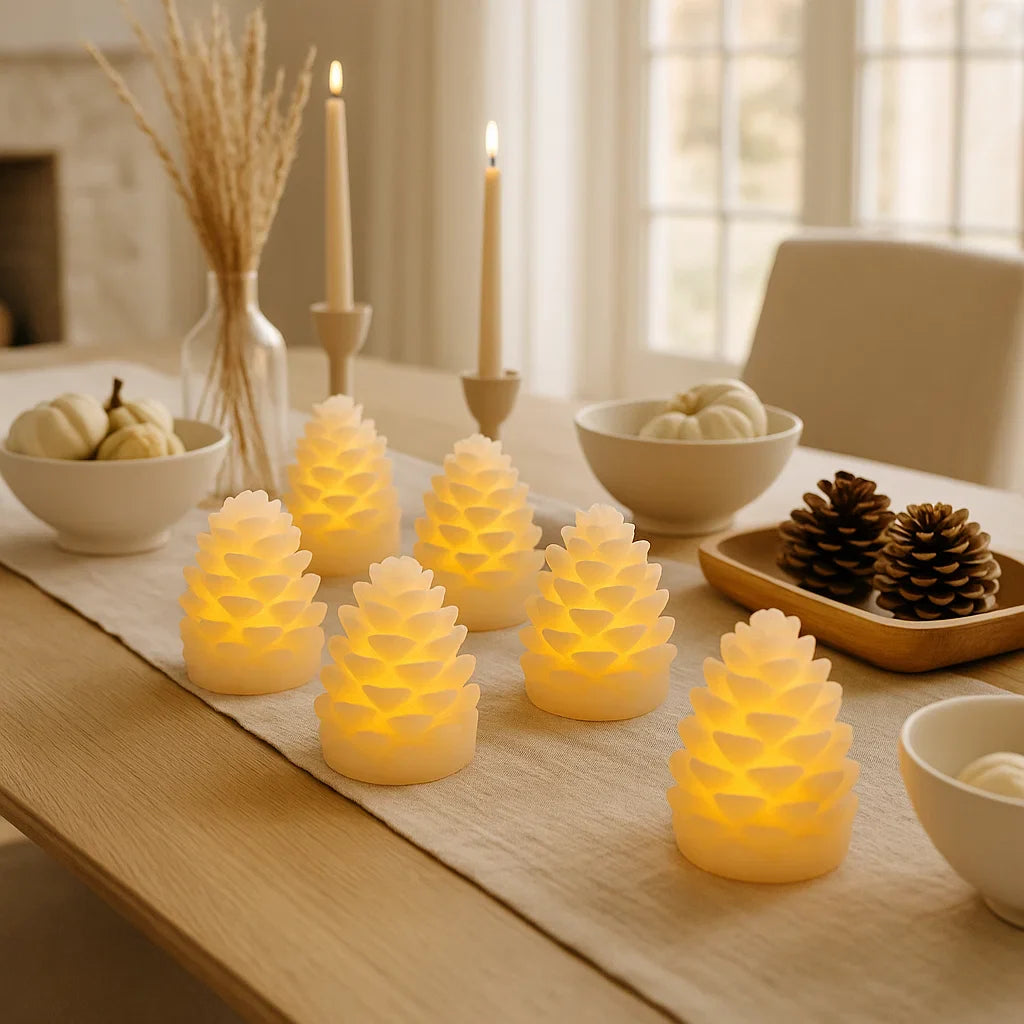 x12 LED Wax Pinecone Mini Lights
