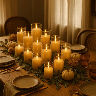 x18 LED Glass Candles