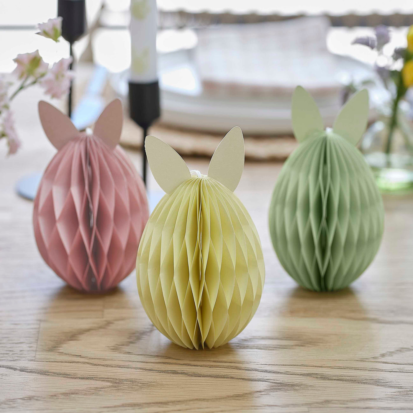 9x Easter Bunny Honeycomb Decorations