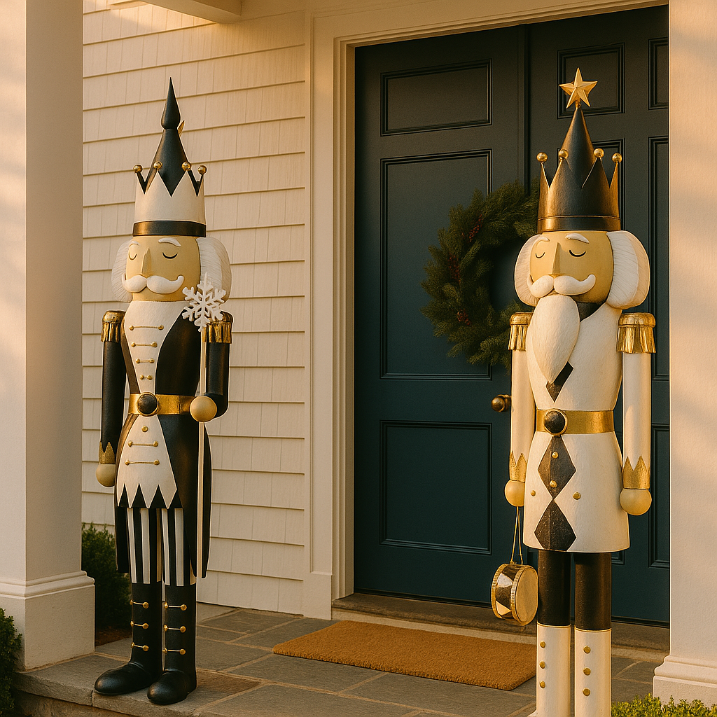 Metal Standing Black & White Soldier Pair