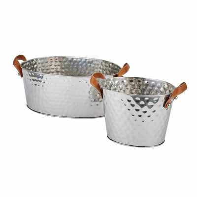 Large Leather Handled Champagne Cooler Silver - NEST & FLOWERS