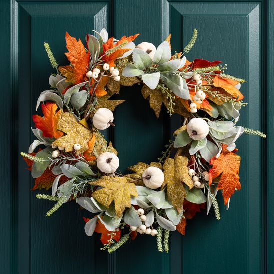 Pumpkin Wreath Green Orange