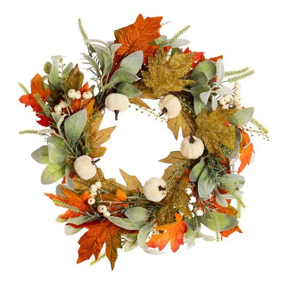 Pumpkin Wreath Green Orange