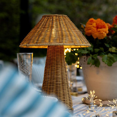 2x Rattan Rechargeable Table Lamps