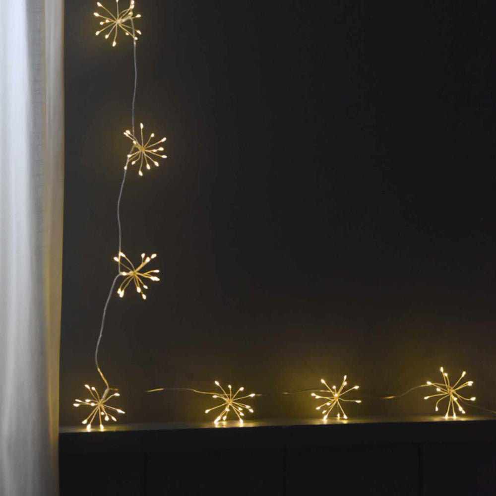 x6 Starburst Garland Lights Silver